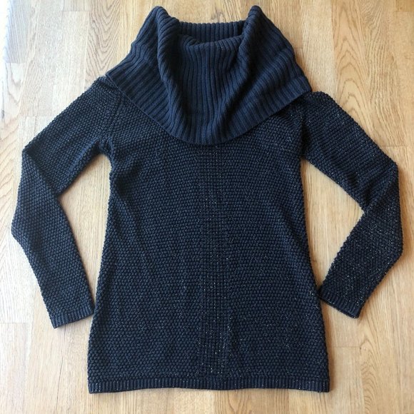 GAP Black Shimmer Cowl Neck Sweater Size Small - Picture 1 of 9